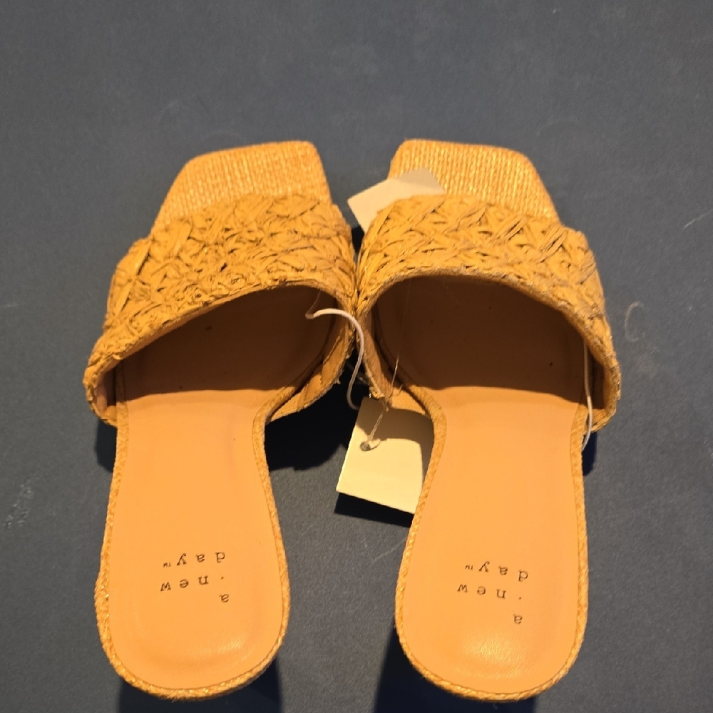 A New Day Tan Mules with Textured Strap